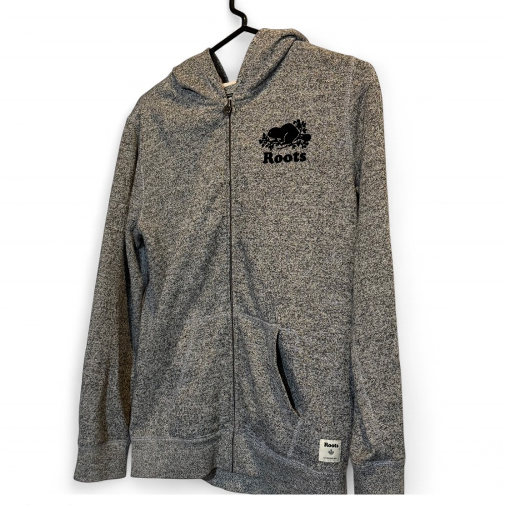 Roots Grey Knit Full Zip Kids Hoodie